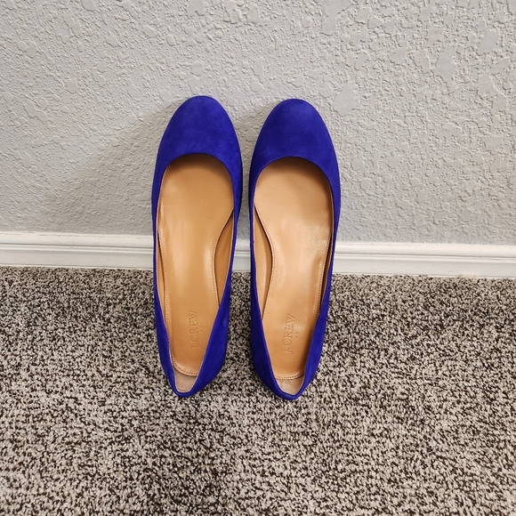 J. Crew Cobalt Blue Sued Ballet Flats ***NEW*** - Picture 2 of 10